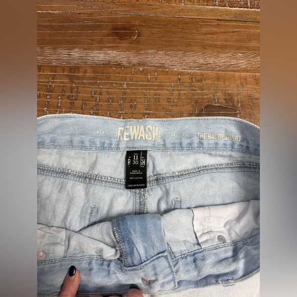 Rewash Light Blue Frayed Jean Shorts - Picture 2 of 3